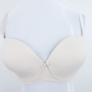 Victoria's Secret Bra 36D Strapless Beige Tan Grips Removable Straps